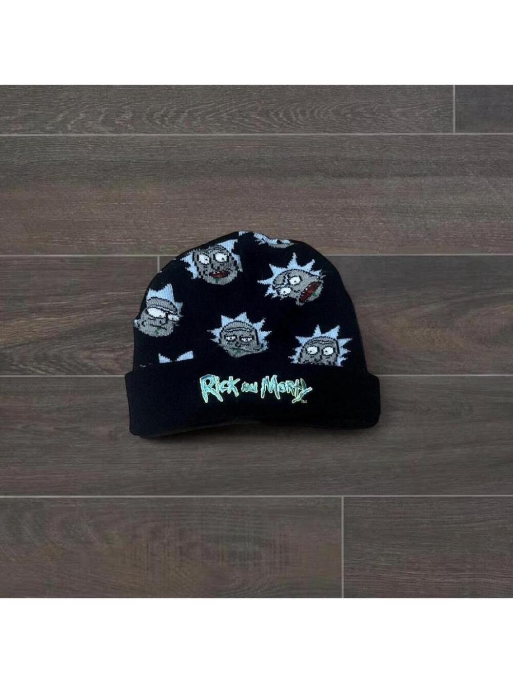 Embroidered Black Rick and Morty beanie great for winter